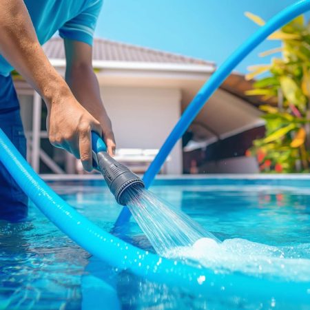 Scottsdale pool cleaning technician maintaining pool filter